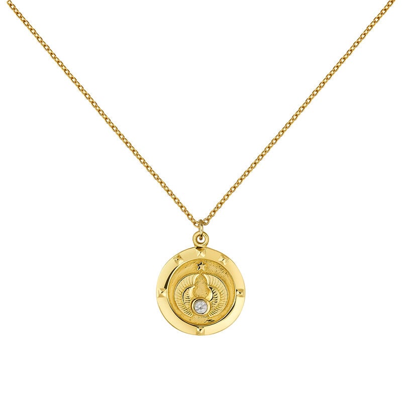 Gold plated coin number 7 pendant , J03588-02-WT, hi-res