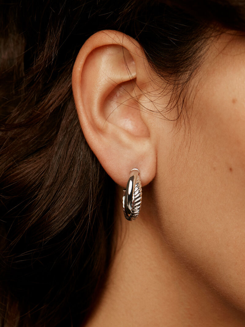 925 Silver Double Hoop Earrings image number 2