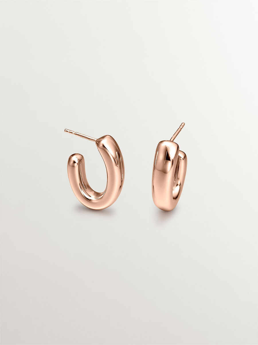 Pendientes ovales pequeños plata recubierta oro rosa, J00799-03, hi-res