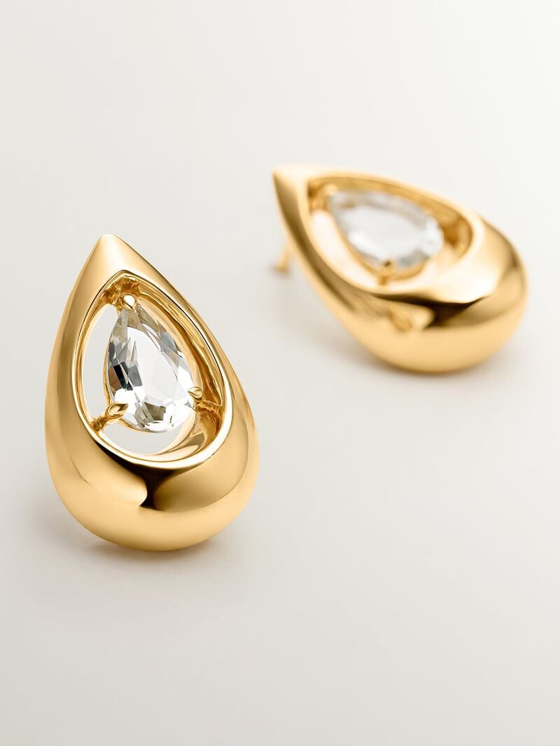 18K yellow gold plated 925 silver earrings with white topazes image number 4