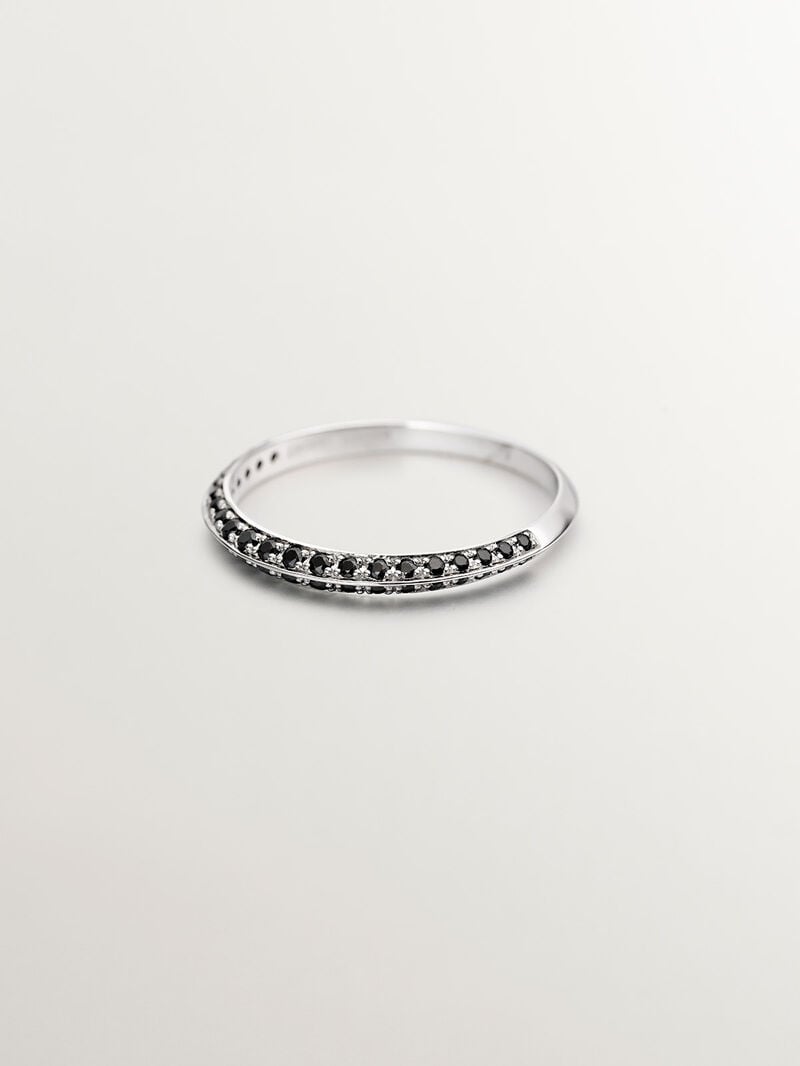 927 Silver Ring with Black Spinels image number 2