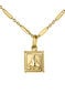 Gold plated square medal necklace , J04716-02