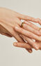 Ring in 18k yellow gold-plated silver with raised detail and black spinel gemstones , J04903-02-BSN