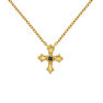 Gold plated small-size cross necklace with white spinel , J04230-02-BSN