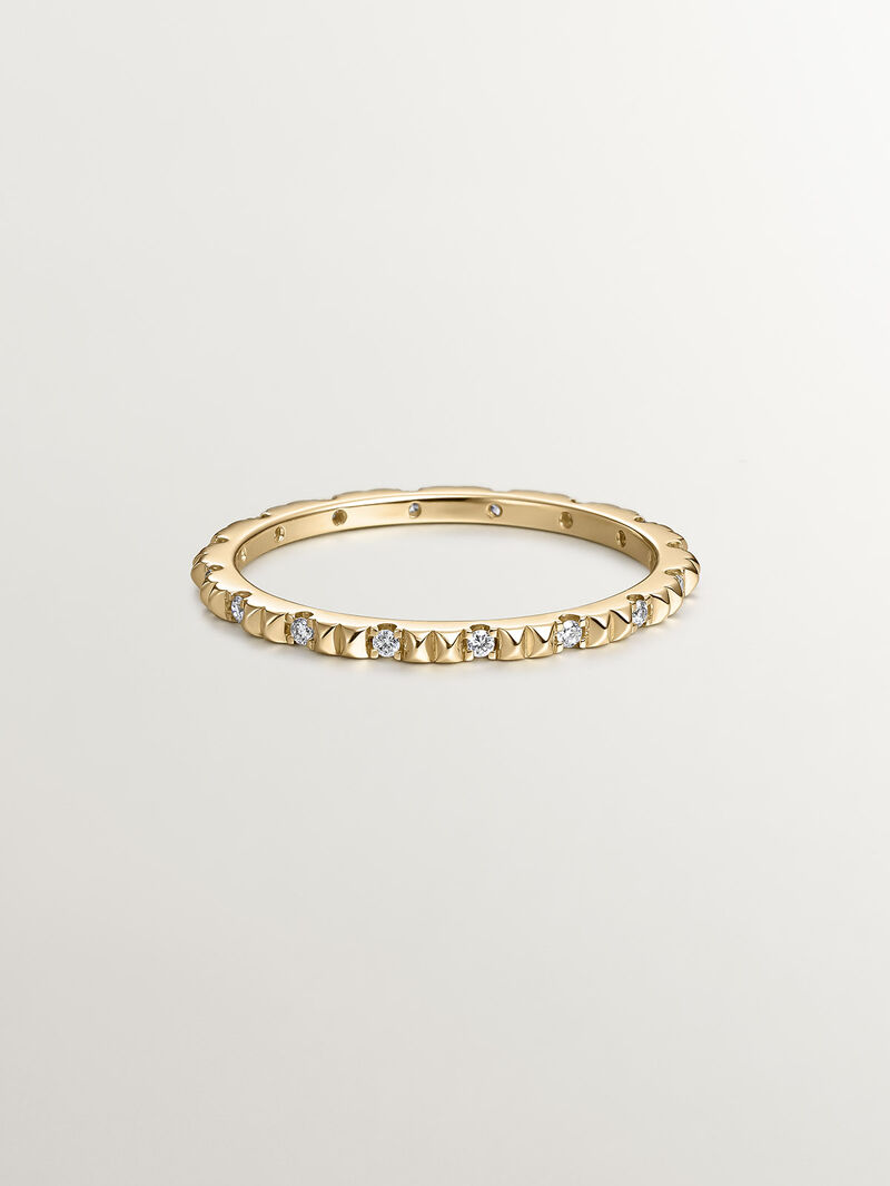 18K yellow gold ring with white diamonds image number 2