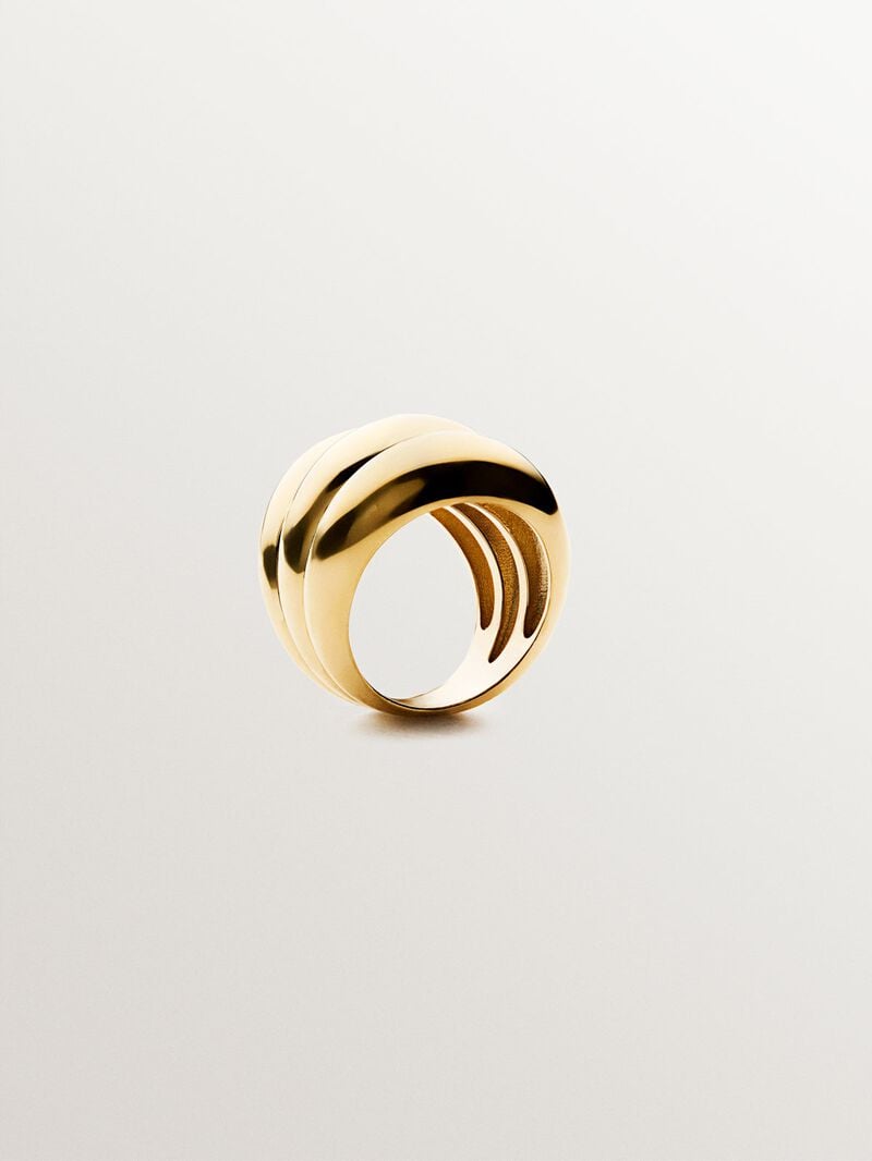 Triple ring in 925 silver plated in 18K yellow gold image number 4