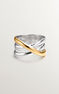 Anillo ancho triple cruzado de plata bicolor, J05228-09
