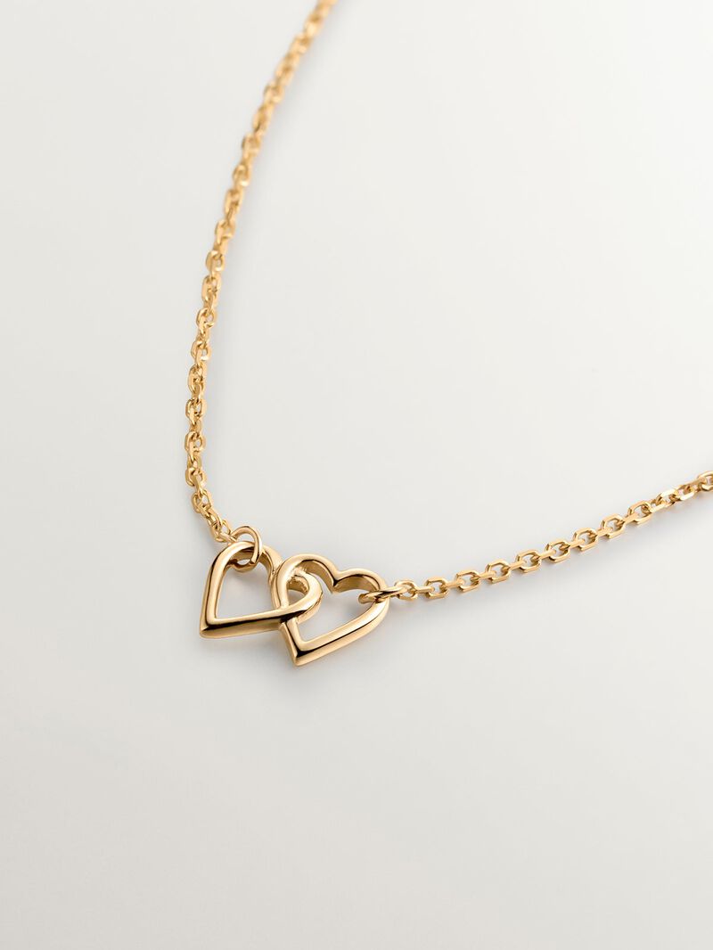 9K yellow gold pendant with interlocking hearts image number 2