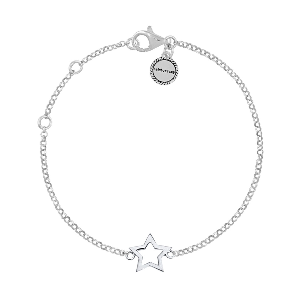 Silver hollow star bracelet , J01373-01, hi-res