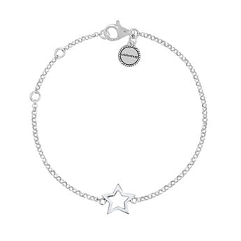 Silver hollow star bracelet , J01373-01,hi-res
