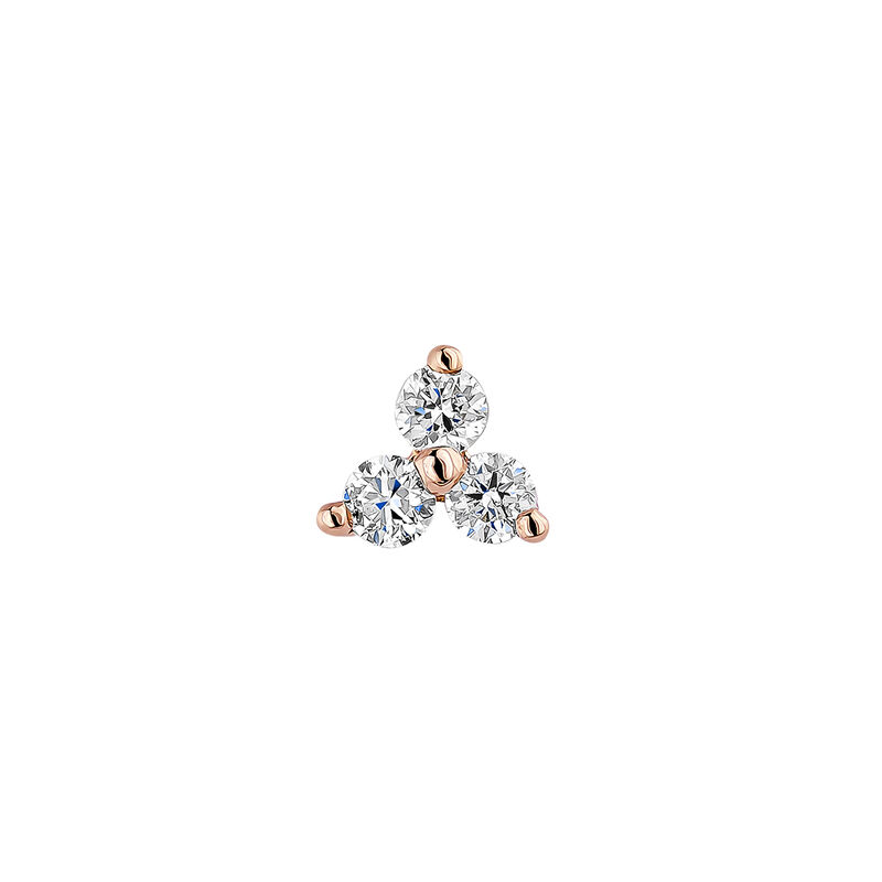 Pink gold diamond clover earrings , J04428-03-H, hi-res