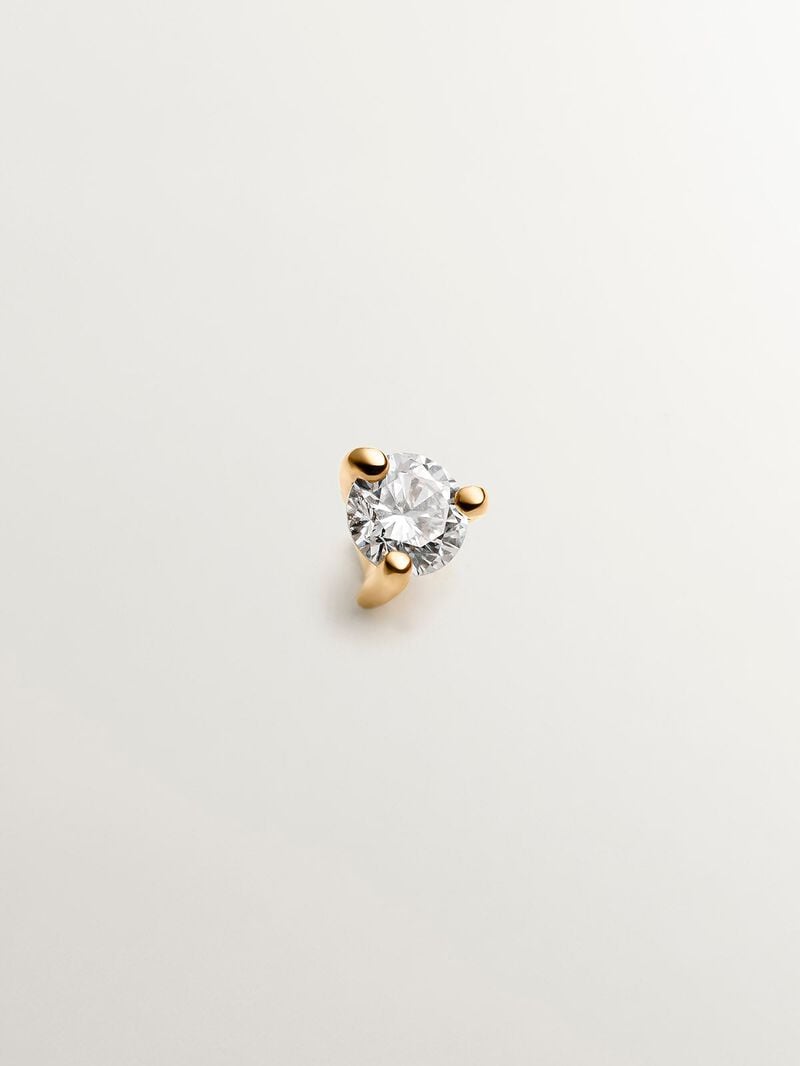 18K yellow gold solitaire piercing with diamond 0.04 cts image number 0
