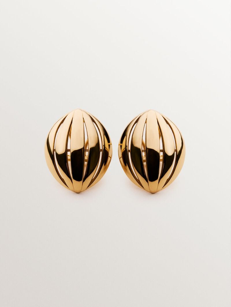18K yellow gold plated 925 silver earrings with oval shape image number 0