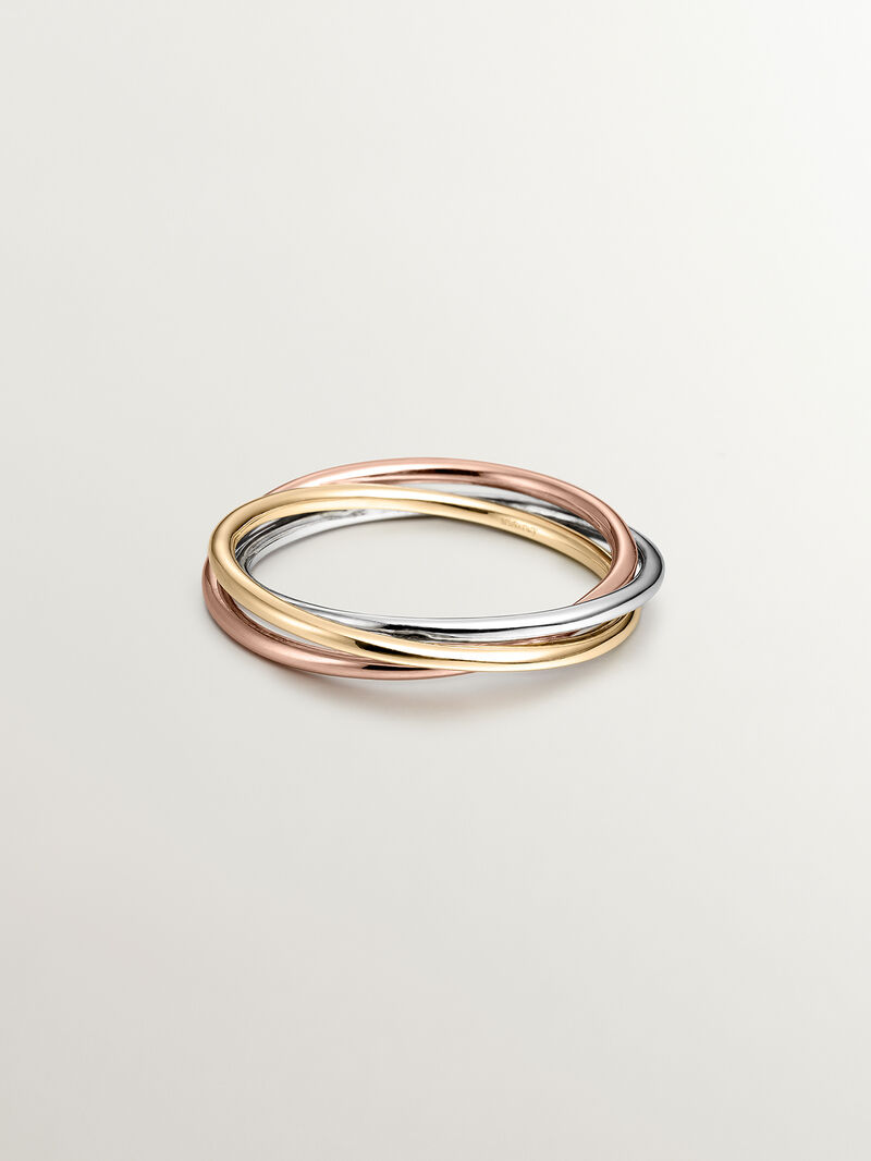 9K White, Yellow and Rose Gold Triple Ring image number 2