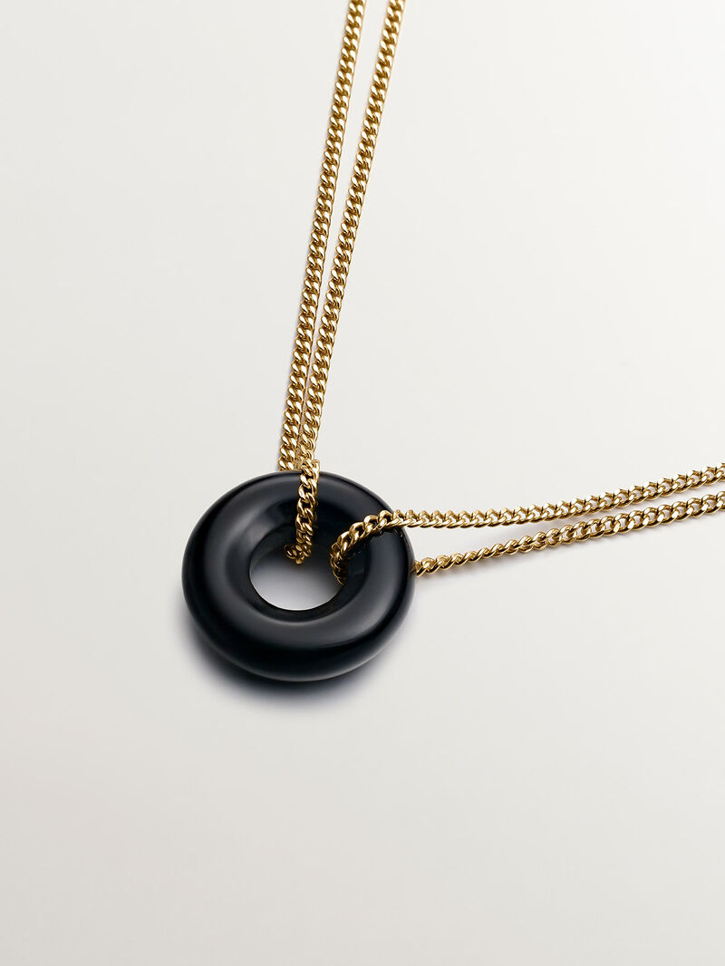 925 silver bracelet in 18k yellow gold with black ónix image number 4