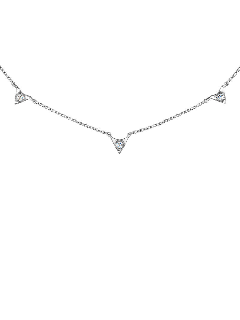 9K White Gold Necklace with Diamonds image number 1