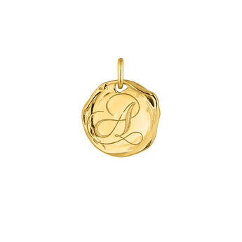 Gold-plated silver A initial medallion charm  , J04641-02-A,hi-res