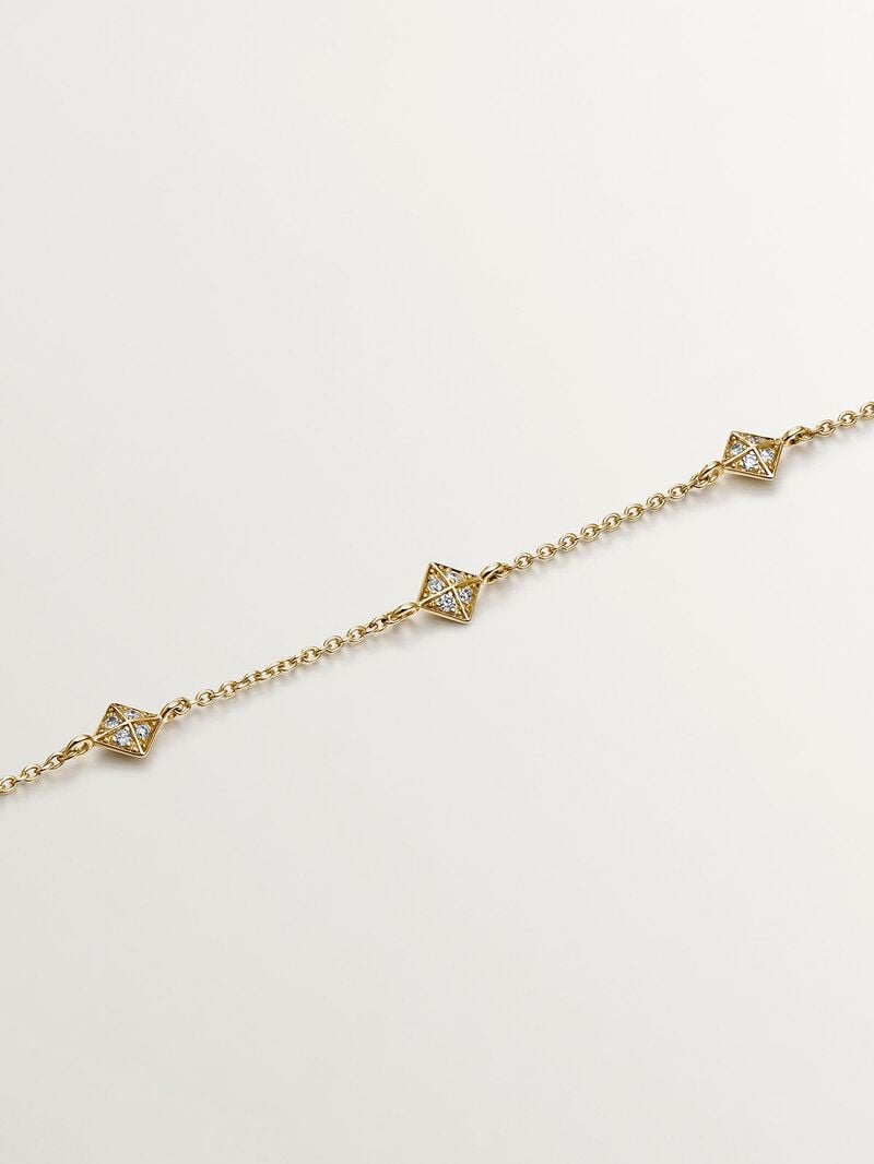 18K yellow gold bracelet with geometric shapes and diamonds image number 2