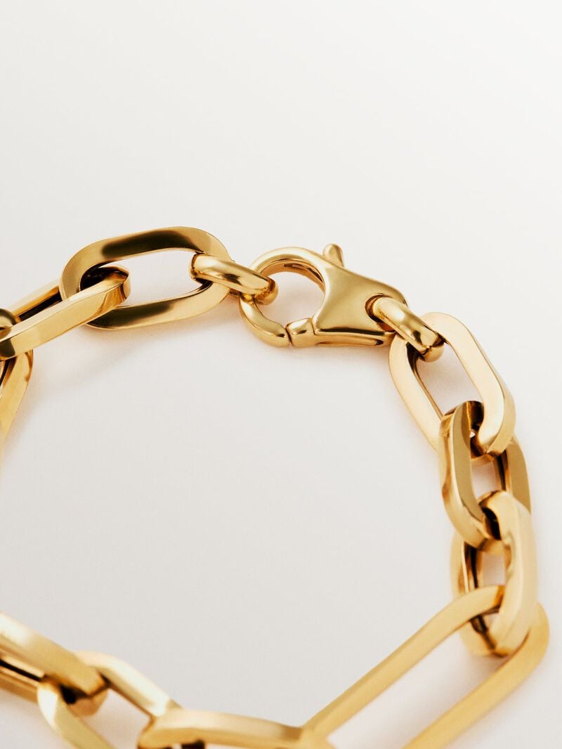 18K yellow gold plated 925 silver link chain bracelet image number 2