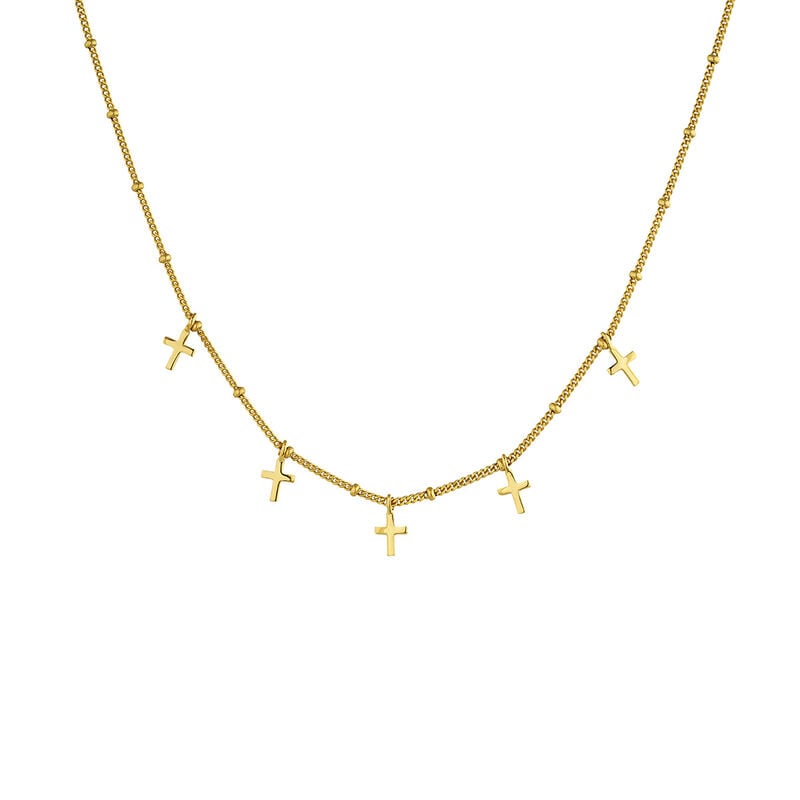 Gold-plated silver necklace with several crosses, J04863-02, hi-res