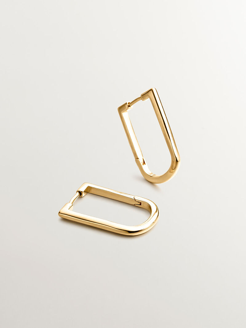 925 silver semi -rectangular ring earrings in 18k yellow gold image number 0