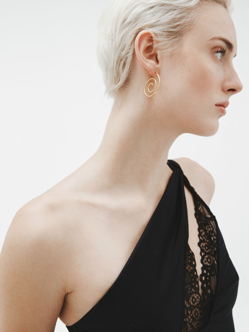 Silver spiral earrings 925 bathed in 18k yellow gold image number 3