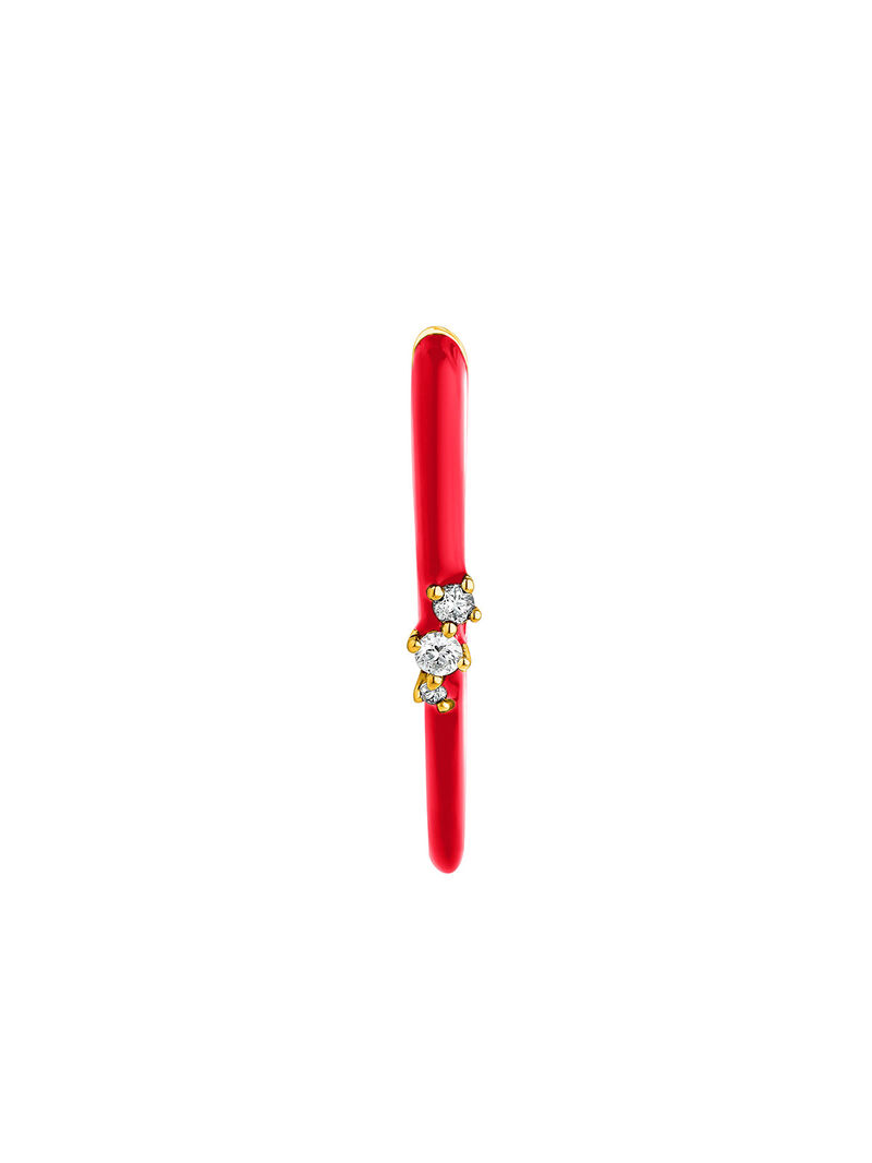 Individual 18K white gold earring with pink enamel and diamonds. image number 2