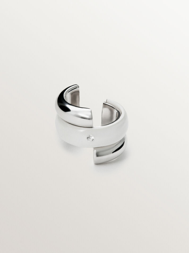 925 silver earcuff earring with zircon suspended in resin image number 0