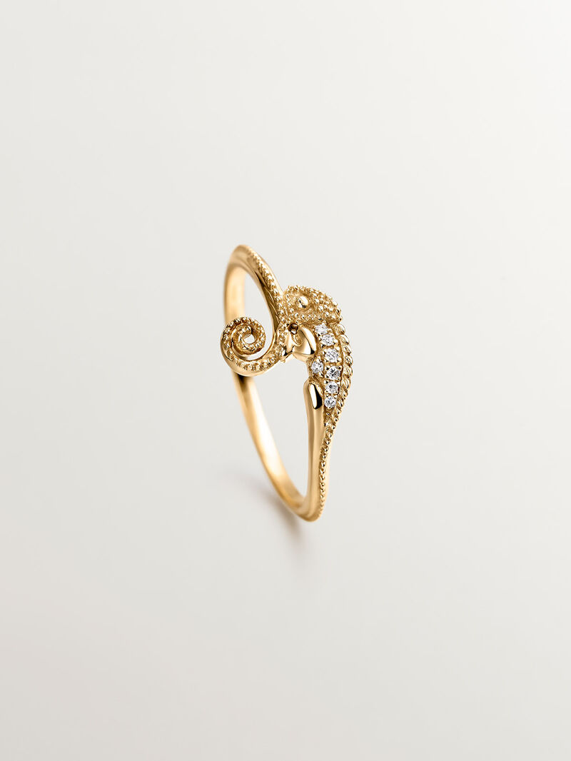 18K Yellow Gold Ring with Chameleon and Diamonds image number 4