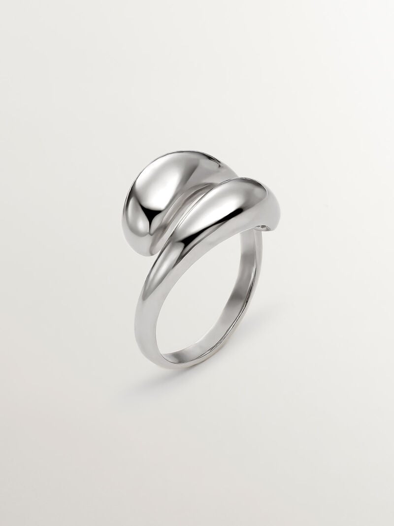 You and Me ring made of 925 silver with a domed spiral shape. image number 0