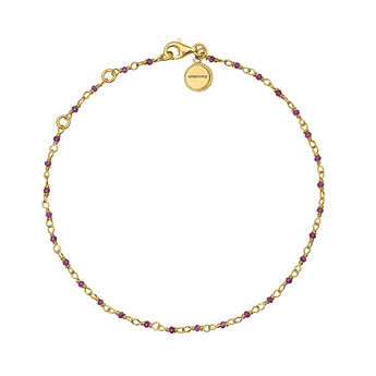 Ruby ankle chain in gold-plated silver, J05108-02-RU,hi-res