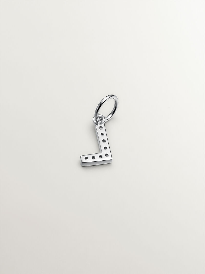 925 Silver Charm and White Topaz Initial L image number 2
