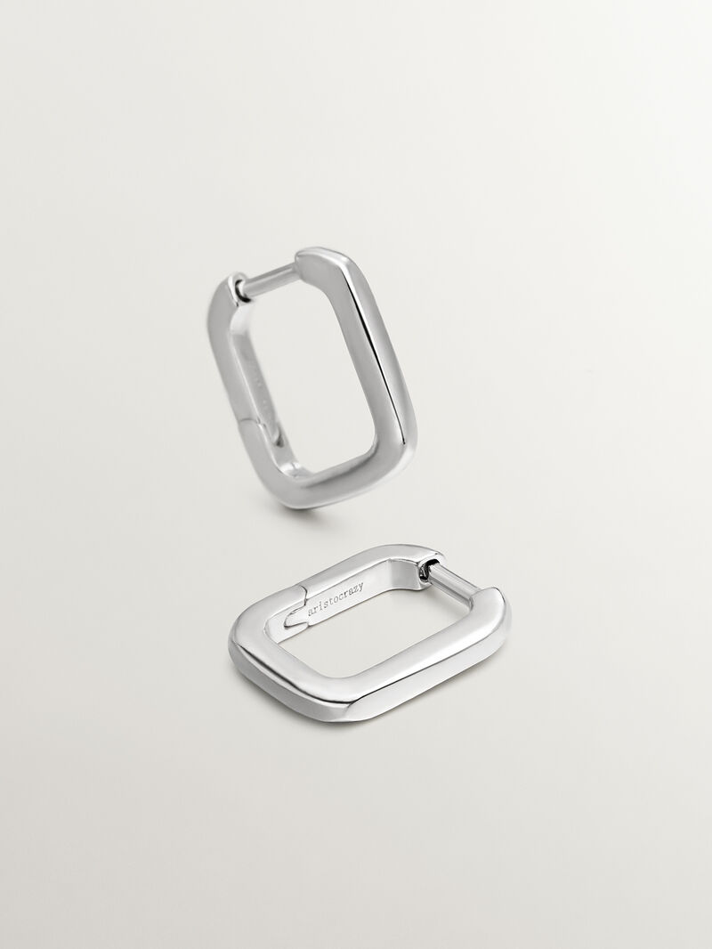 925 Silver Square Hoop Earrings image number 2