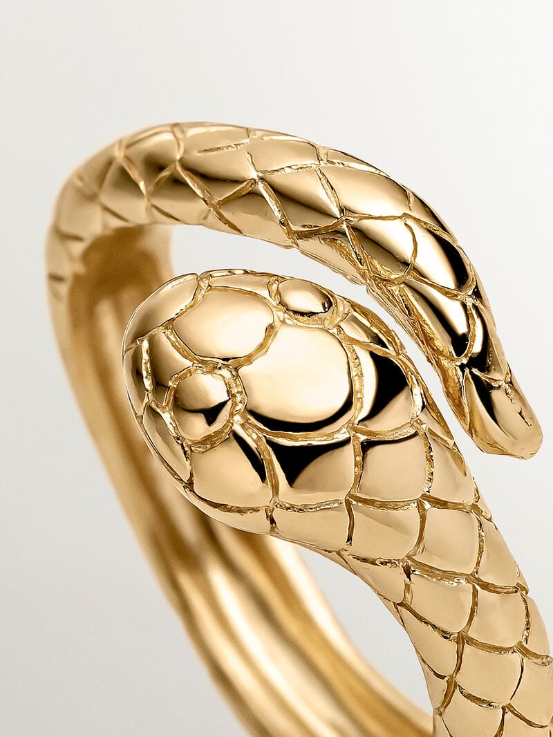 925 Silver ring bathed in 18K yellow gold in the shape of a snake image number 4