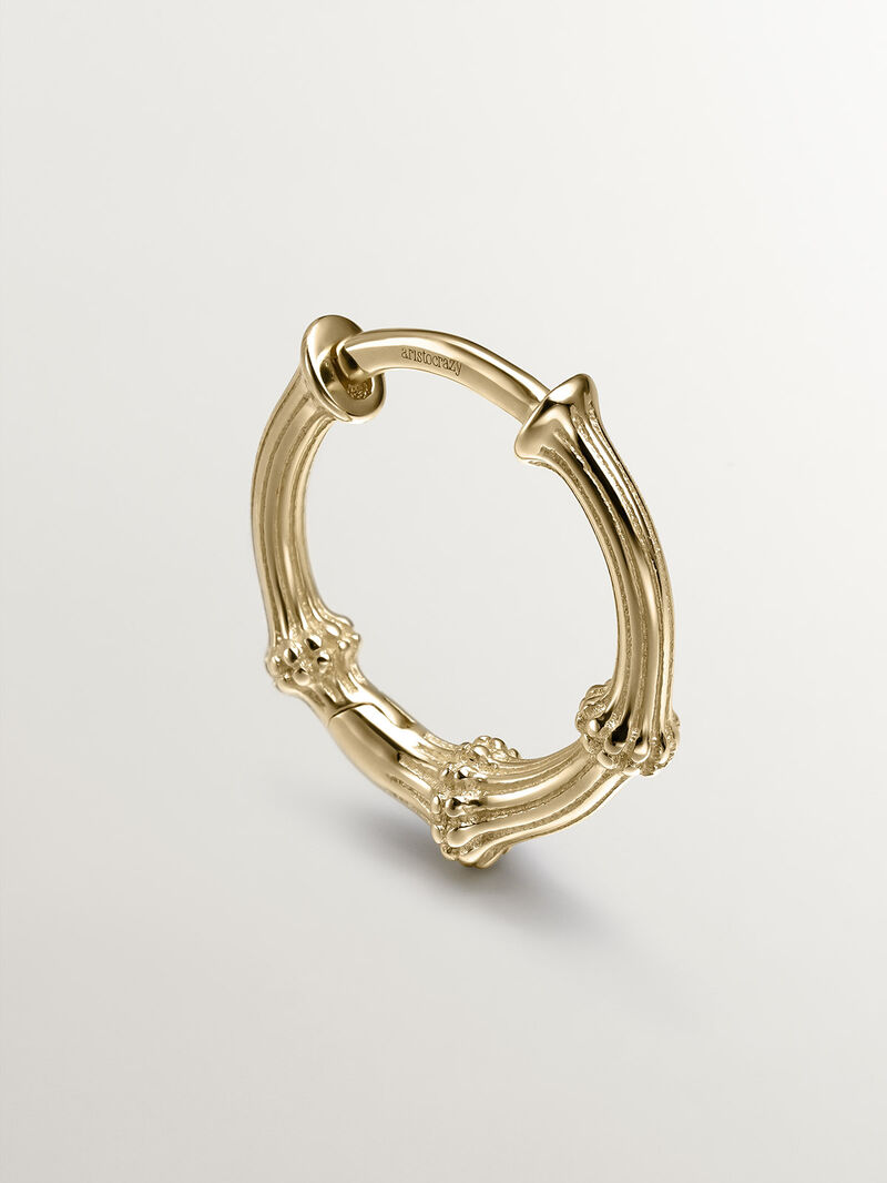 Individual 9K yellow gold hoop earring with beads image number 4