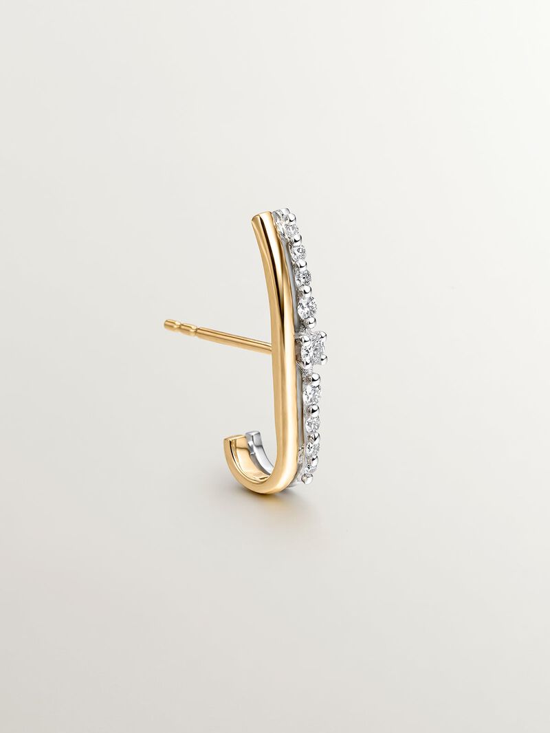 Individual left climber earring in 18K yellow and white gold with diamonds. image number 2