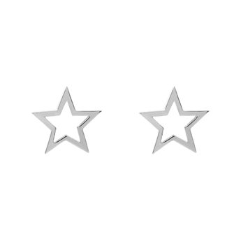 Silver hollow star earrings , J01895-01,hi-res