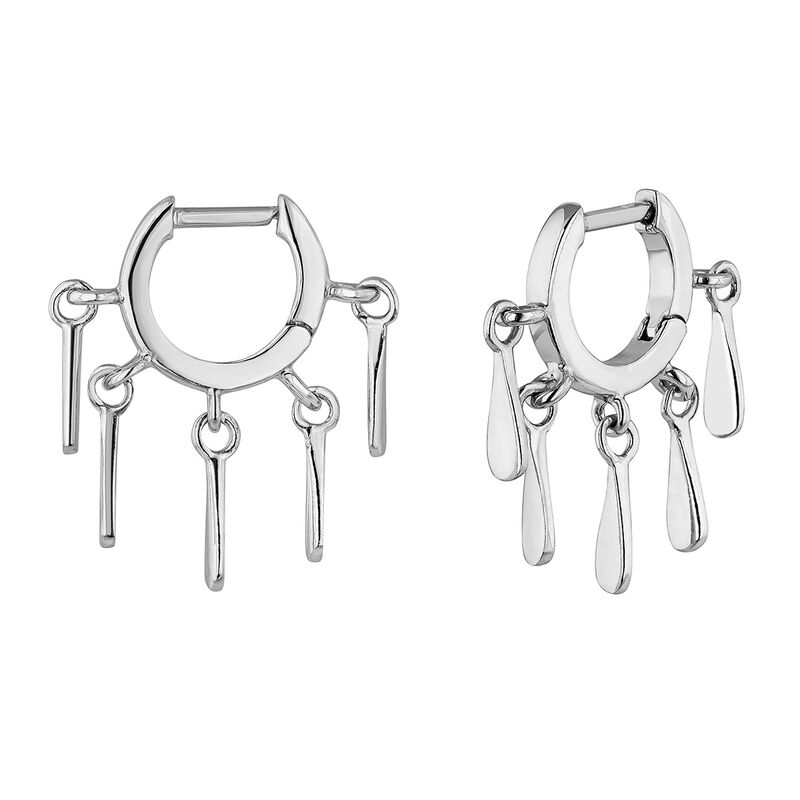 Silver geometric pendant motifs hoop earrings, J04598-01, hi-res