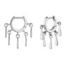 Silver geometric pendant motifs hoop earrings, J04598-01
