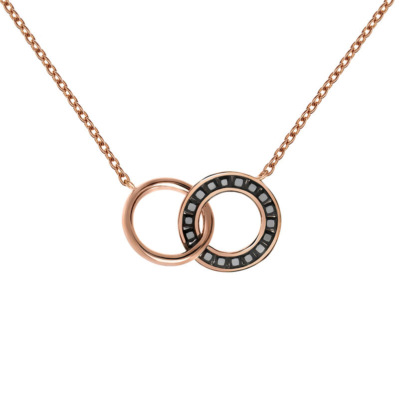 Rose gold plated spinel double circle necklace , J03667-03-BSN, mainproduct