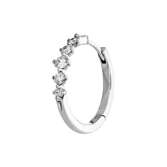 Single small hoop earring in 18k white gold with 0.071ct diamonds, J04008-01-H,hi-res