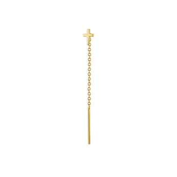 Gold-plated silver cross earring with chain , J04874-02-H, mainproduct