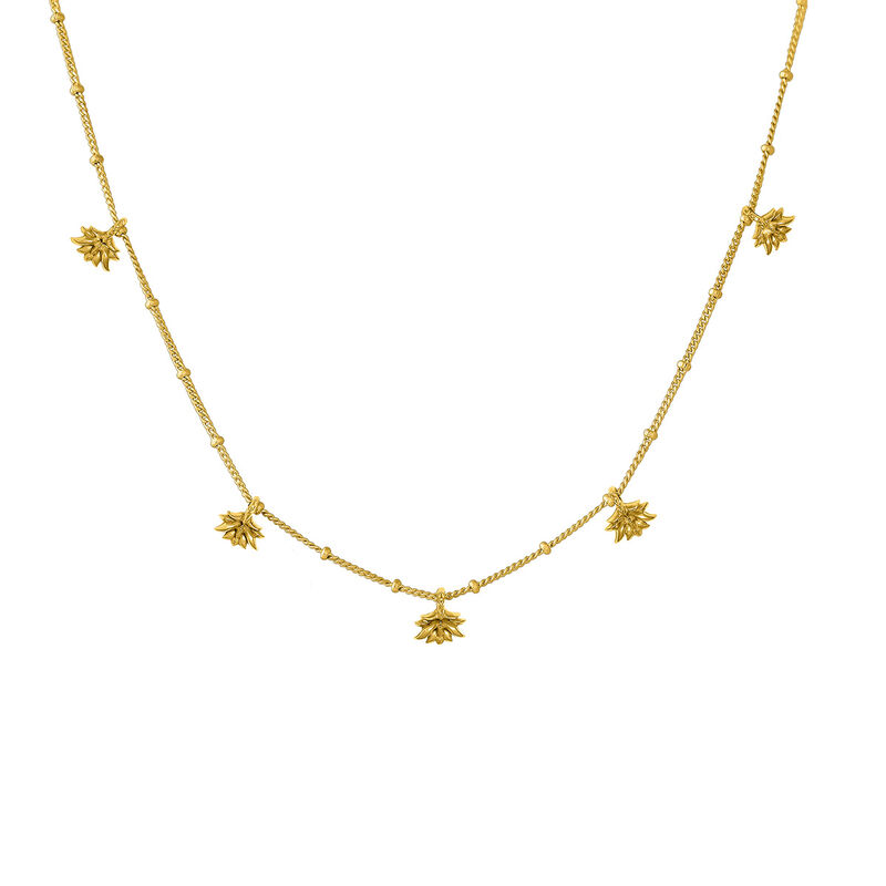 Collar motivos colgantes flor loto plata recubierta oro , J04590-02, hi-res