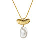 Collar con colgante de perla plata recubierta oro , J04058-02-WP