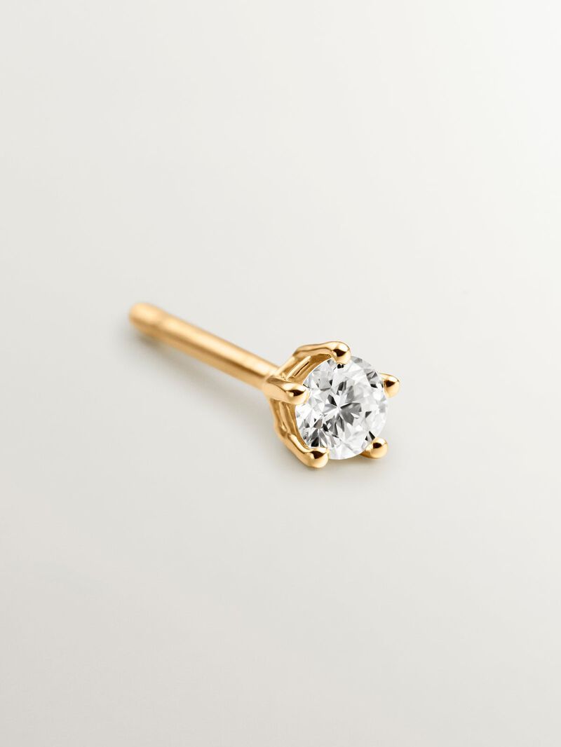 Individual 18K yellow gold earring with brilliant cut diamond image number 2