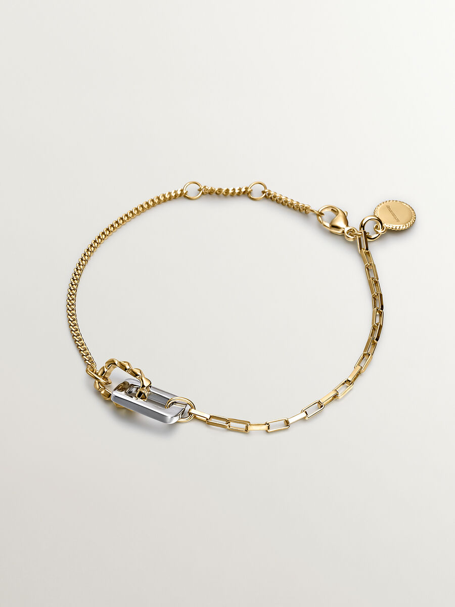 Pulsera cruzada plata bicolor , J04914-09, hi-res