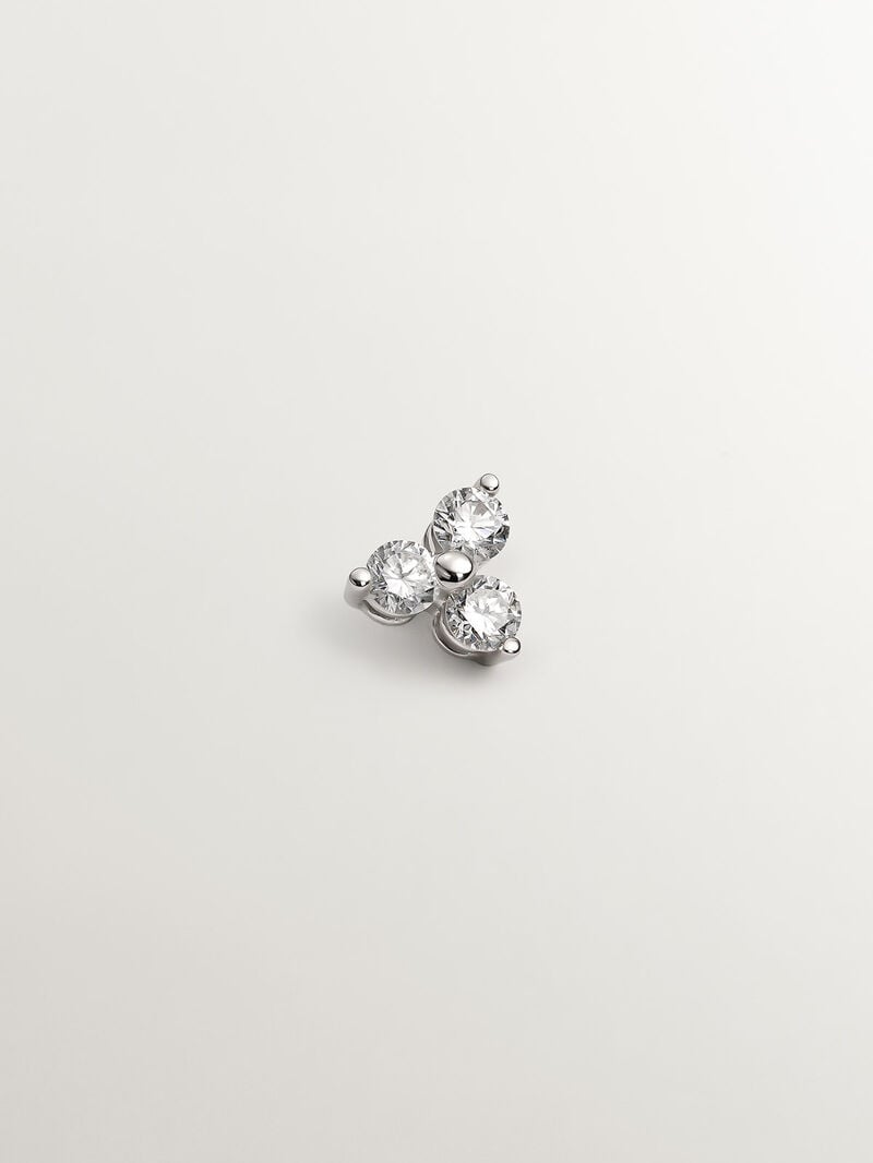 18K White Gold Diamond Clover Single Earring image number 0