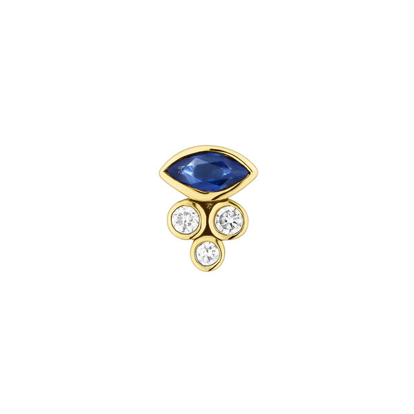9 ct gold sapphire earring with geometric motif., J04965-02-BS-H,hi-res