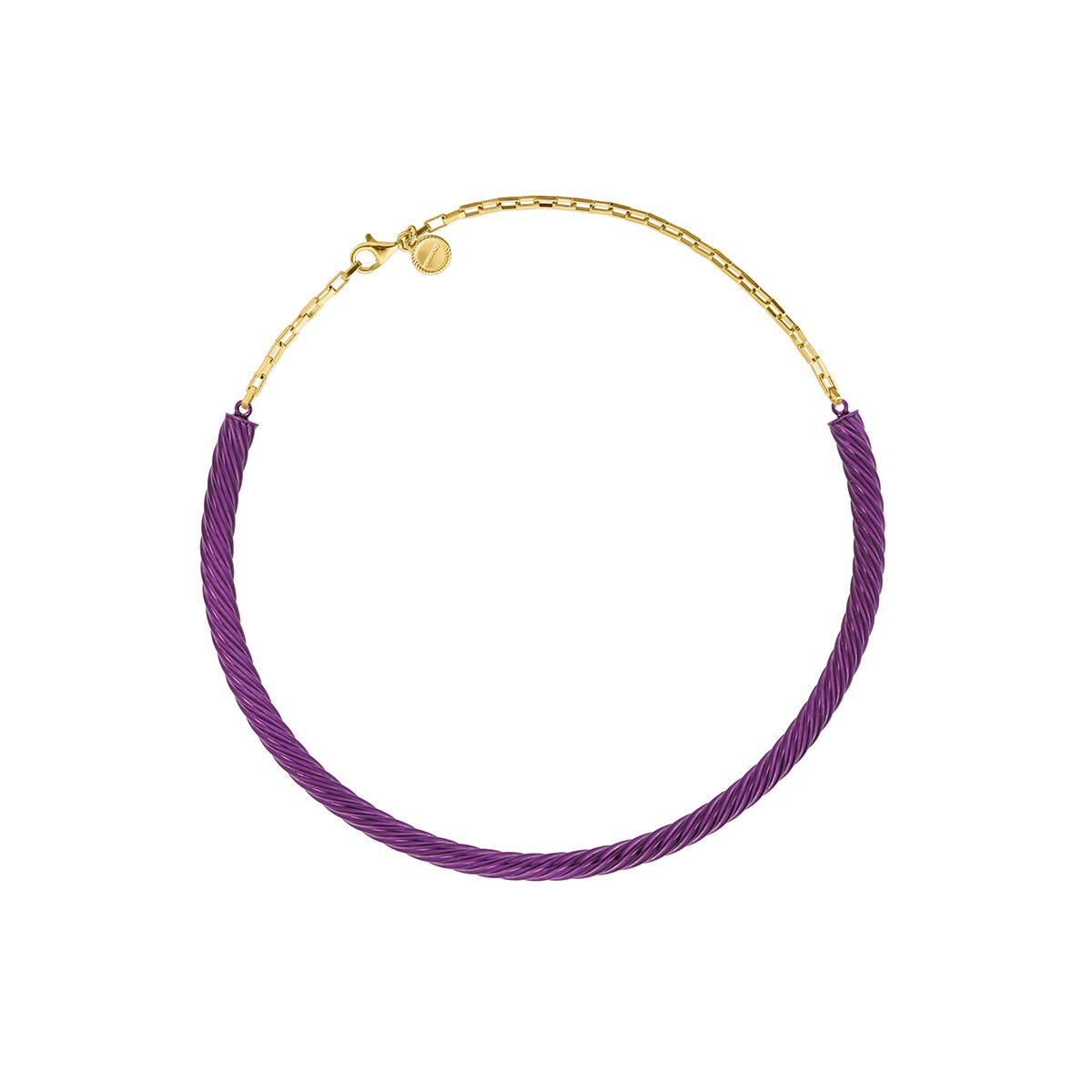 Metallic purple choker in gold-plated silver, J05044-02-PURMETAL, hi-res
