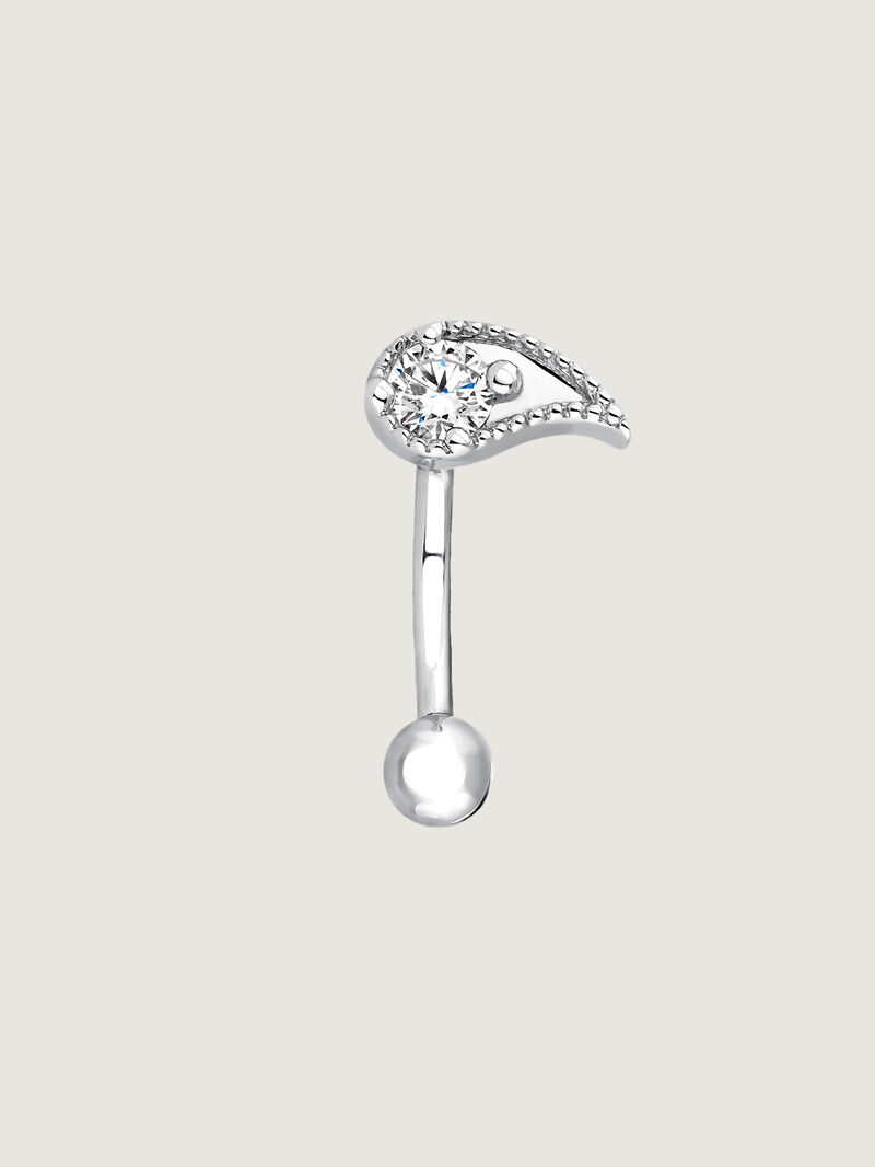 Individual 9K white gold earring with diamond in teardrop shape. image number 0
